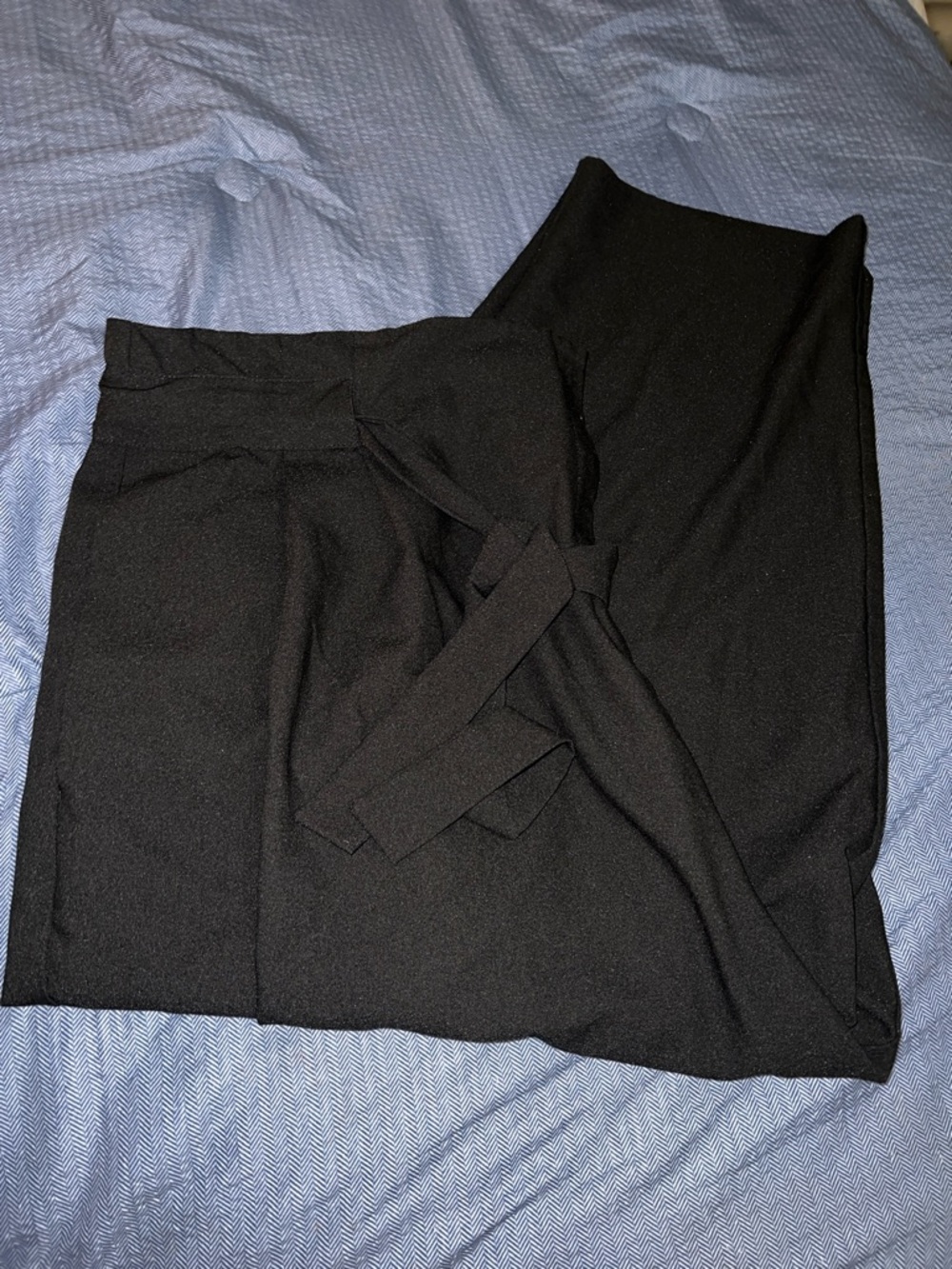 black belted wide-leg trousers ASOS DESIGN tailored wide leg wrap belted pants